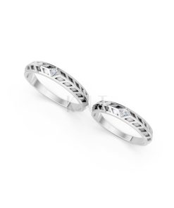 Nhẫn cưới Collab Ceramic – A160 màu vàng trắng White Gold vàng sáng, đường nét sắc sảo, tinh tế