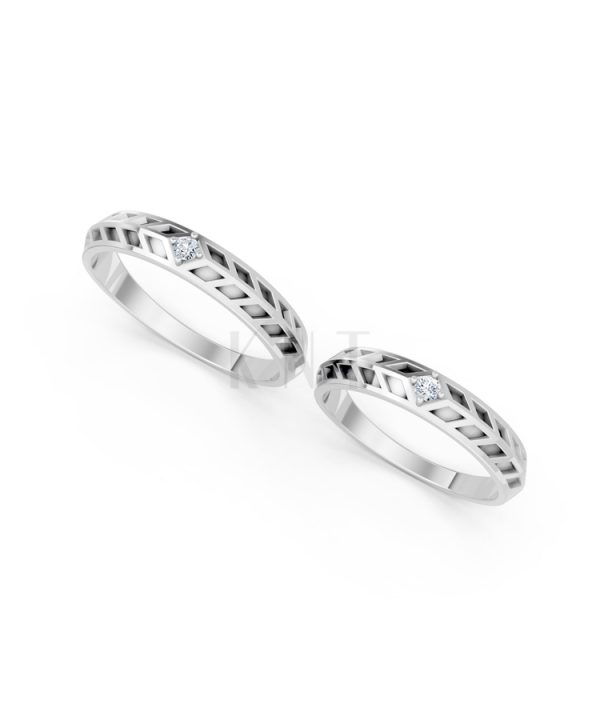 Nhẫn cưới Collab Ceramic – A160 màu vàng trắng White Gold vàng sáng, đường nét sắc sảo, tinh tế