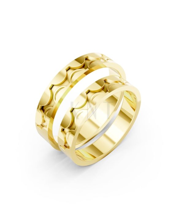 Nhẫn cưới Collab Ceramic – A161 màu Vàng Gold thiết kế tinh tế, sang trọng