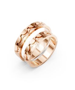 Nhẫn cưới Collab Ceramic – A161 màu vàng hồng Rose Gold họa tiết ấn tượng, cá tính