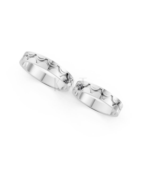 Nhẫn cưới Collab Ceramic – A161 màu vàng trắng White Gold vàng sáng, đường nét sắc sảo, tinh tế