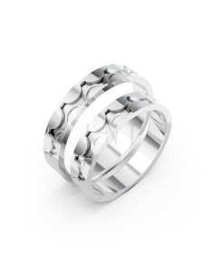 Nhẫn cưới Collab Ceramic – A161 màu vàng trắng White Gold kiểu dáng hiện đại, nổi bật