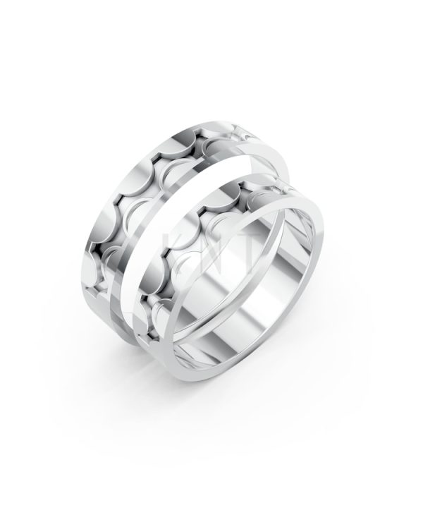 Nhẫn cưới Collab Ceramic – A161 màu vàng trắng White Gold kiểu dáng hiện đại, nổi bật