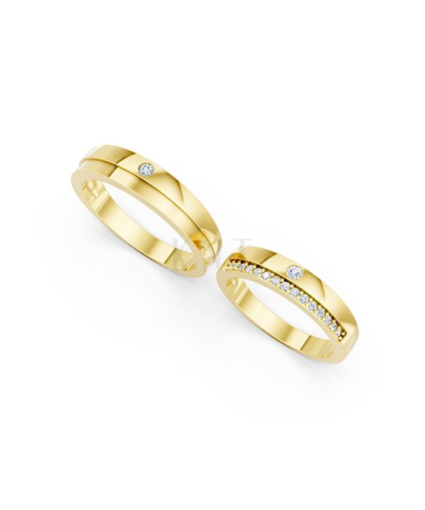 Nhẫn cưới E20 màu Vàng Gold thiết kế tinh xảo, độc đáo