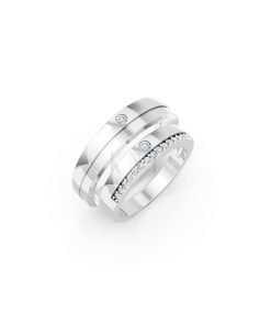 Nhẫn cưới E20 màu vàng trắng White Gold kiểu dáng hiện đại, nổi bật