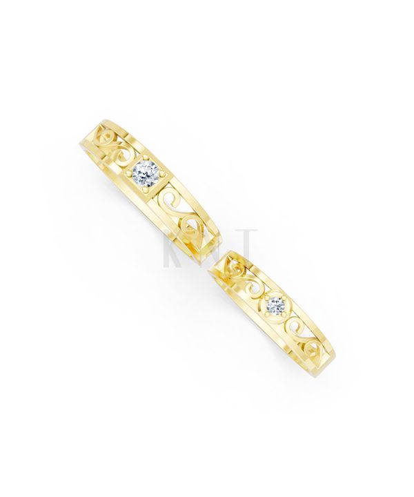 Nhẫn cưới E282 phong cách cổ điển, thiết kế vượt thời gian màu Vàng Gold vàng 10K/14K/18K/607 đính đá nhỏ, thanh lịch