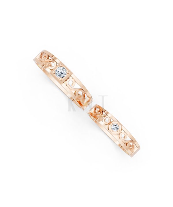 Nhẫn cưới E282 phong cách cổ điển, thiết kế vượt thời gian màu vàng hồng Rose Gold vàng đẹp, họa tiết hình học, độc đáo