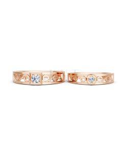Nhẫn cưới E282 phong cách cổ điển, thiết kế vượt thời gian màu vàng hồng Rose Gold thiết kế đối xứng, phong cách, ấn tượng