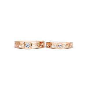 Nhẫn cưới E282 phong cách cổ điển, thiết kế vượt thời gian màu vàng hồng Rose Gold thiết kế đối xứng, phong cách, ấn tượng