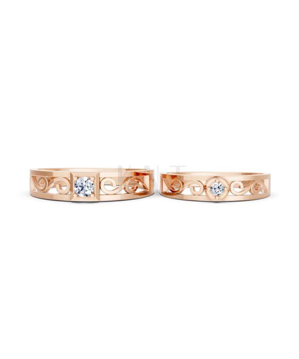 Nhẫn cưới E282 phong cách cổ điển, thiết kế vượt thời gian màu vàng hồng Rose Gold thiết kế đối xứng, phong cách, ấn tượng