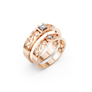 Nhẫn cưới E282 phong cách cổ điển, thiết kế vượt thời gian màu vàng hồng Rose Gold họa tiết ấn tượng, cá tính