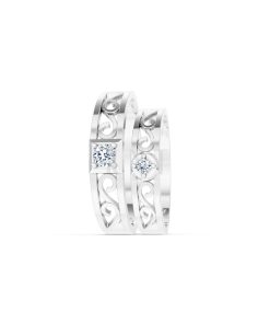 Nhẫn cưới E282 phong cách cổ điển, thiết kế vượt thời gian màu vàng trắng White Gold vàng sáng, đường nét sắc sảo, tinh tế