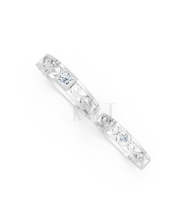 Nhẫn cưới E282 phong cách cổ điển, thiết kế vượt thời gian màu vàng trắng White Gold kiểu dáng cá tính, hiện đại