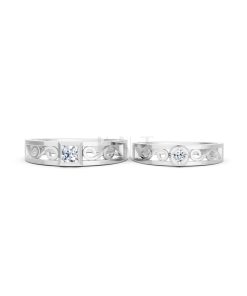 Nhẫn cưới E282 phong cách cổ điển, thiết kế vượt thời gian màu vàng trắng White Gold vàng sáng bóng, thiết kế trẻ trung