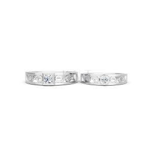 Nhẫn cưới E282 phong cách cổ điển, thiết kế vượt thời gian màu vàng trắng White Gold vàng sáng bóng, thiết kế trẻ trung