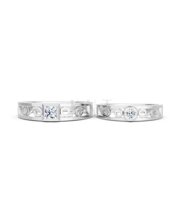Nhẫn cưới E282 phong cách cổ điển, thiết kế vượt thời gian màu vàng trắng White Gold vàng sáng bóng, thiết kế trẻ trung