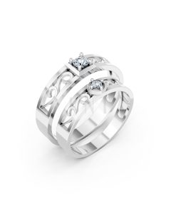 Nhẫn cưới E282 phong cách cổ điển, thiết kế vượt thời gian màu vàng trắng White Gold kiểu dáng hiện đại, nổi bật