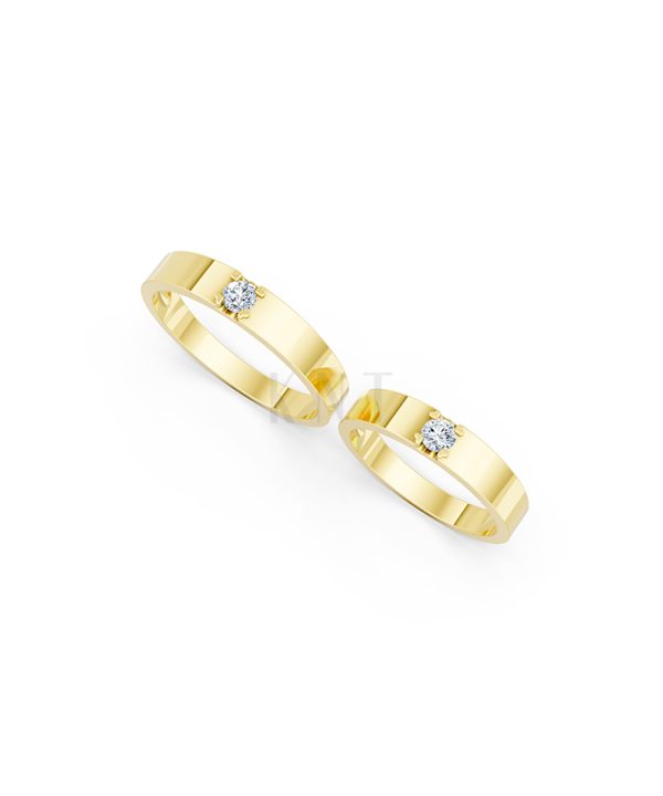 Nhẫn cưới E324 màu Vàng Gold thiết kế tinh xảo, độc đáo