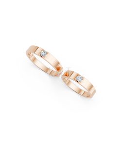 Nhẫn cưới E324 màu vàng hồng Rose Gold thiết kế đối xứng, phong cách, ấn tượng