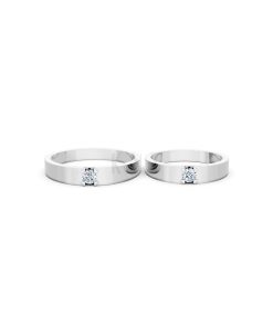 Nhẫn cưới E324 màu vàng trắng White Gold vàng sáng, đường nét sắc sảo, tinh tế