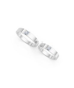 Nhẫn cưới E324 màu vàng trắng White Gold vàng sáng bóng, thiết kế trẻ trung