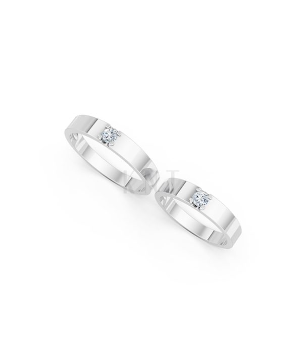 Nhẫn cưới E324 màu vàng trắng White Gold vàng sáng bóng, thiết kế trẻ trung