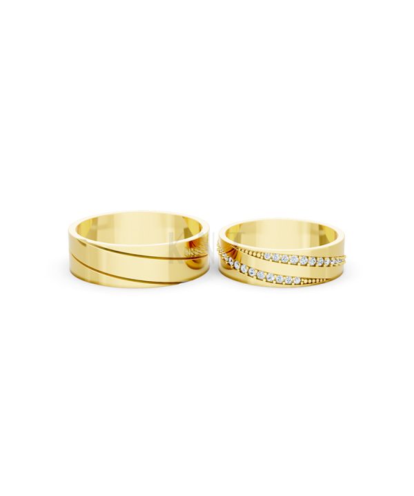 Nhẫn cưới E335 màu Vàng Gold thiết kế phá cách, sang trọng