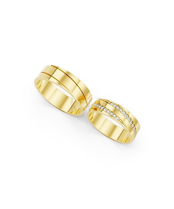 Nhẫn cưới E335 màu Vàng Gold thiết kế tinh xảo, độc đáo