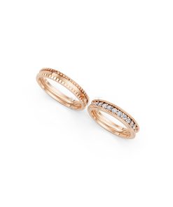 Nhẫn cưới E352 màu vàng hồng Rose Gold thiết kế đối xứng, phong cách, ấn tượng