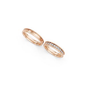 Nhẫn cưới E352 màu vàng hồng Rose Gold thiết kế đối xứng, phong cách, ấn tượng