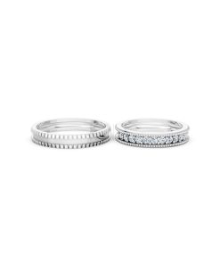 Nhẫn cưới E352 màu vàng trắng White Gold vàng sáng, đường nét sắc sảo, tinh tế