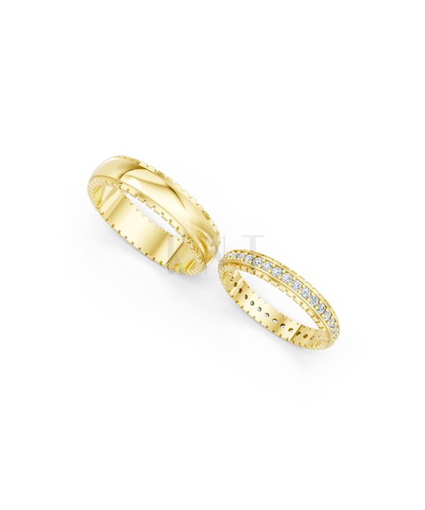 Nhẫn cưới E382 màu Vàng Gold thiết kế tinh xảo, độc đáo