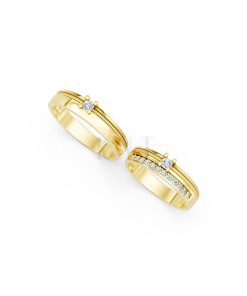 Nhẫn cưới E395 màu Vàng Gold thiết kế tinh xảo, độc đáo