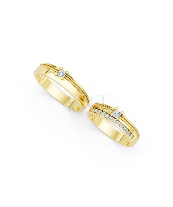 Nhẫn cưới E395 màu Vàng Gold thiết kế tinh xảo, độc đáo