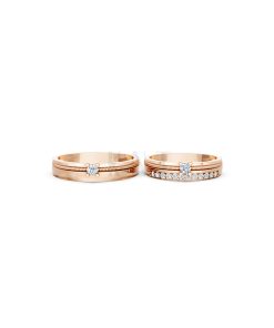 Nhẫn cưới E395 màu vàng hồng Rose Gold phong cách trẻ trung, nổi bật