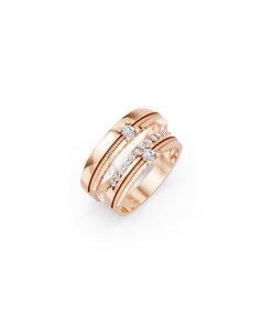 Nhẫn cưới E395 màu vàng hồng Rose Gold họa tiết ấn tượng, cá tính
