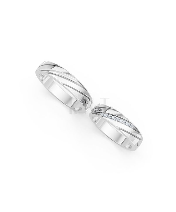 Nhẫn cưới E403 màu vàng trắng White Gold vàng sáng, đường nét sắc sảo, tinh tế