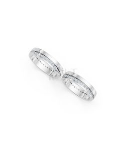 Nhẫn cưới E427 màu vàng trắng White Gold kiểu dáng cá tính, hiện đại