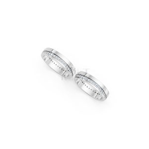 Nhẫn cưới E427 màu vàng trắng White Gold kiểu dáng cá tính, hiện đại