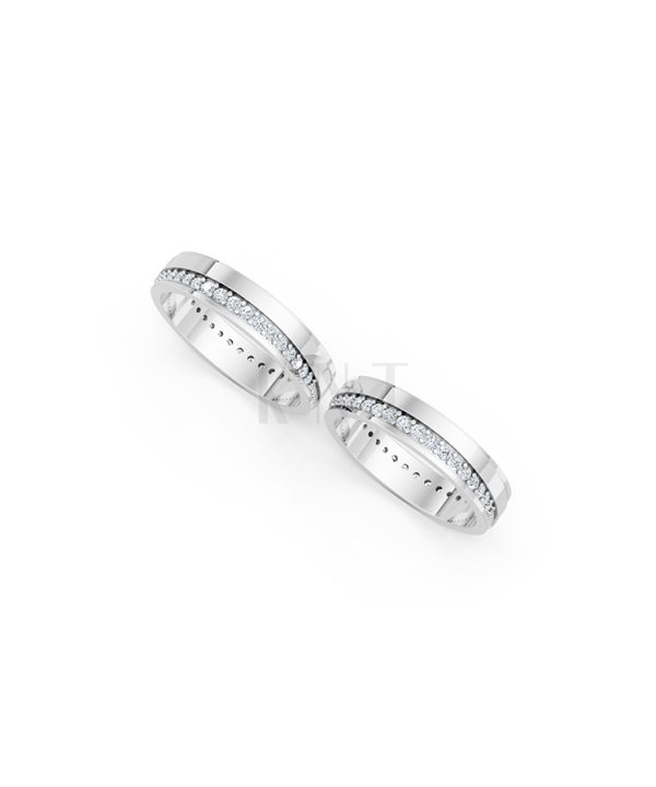 Nhẫn cưới E427 màu vàng trắng White Gold kiểu dáng cá tính, hiện đại