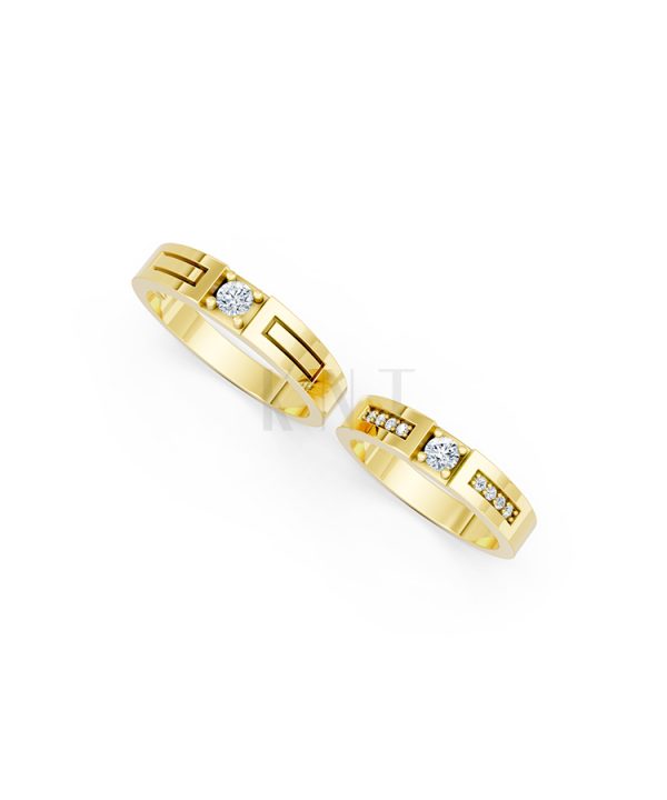 Nhẫn cưới E448 màu Vàng Gold vàng 10K/14K/18K/607 cao cấp, thanh lịch