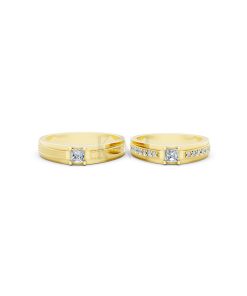 Nhẫn cưới E468 màu Vàng Gold vàng 10K/14K/18K/607 cao cấp, thanh lịch