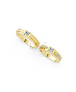 Nhẫn cưới E468 màu Vàng Gold thiết kế phá cách, sang trọng