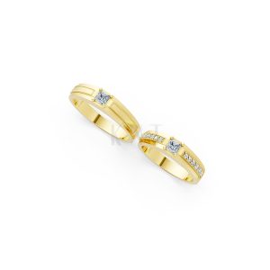 Nhẫn cưới E468 màu Vàng Gold thiết kế phá cách, sang trọng