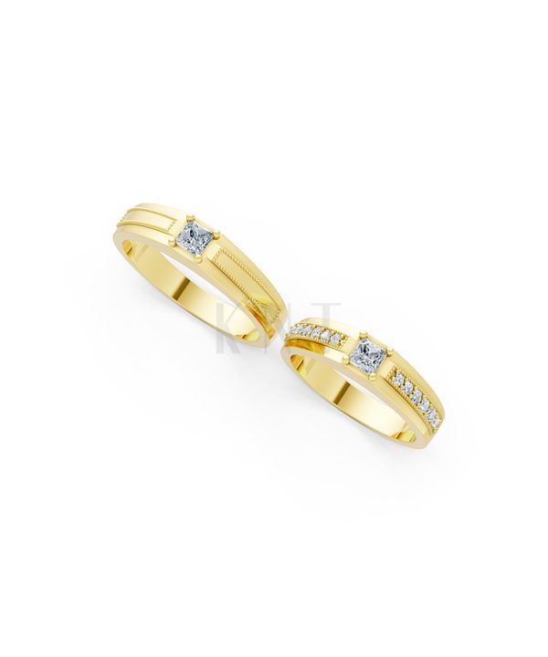 Nhẫn cưới E468 màu Vàng Gold thiết kế phá cách, sang trọng