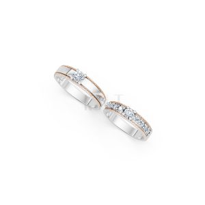 Nhẫn cưới E471 phối màu Dual Color thiết kế đối xứng, phong cách, ấn tượng