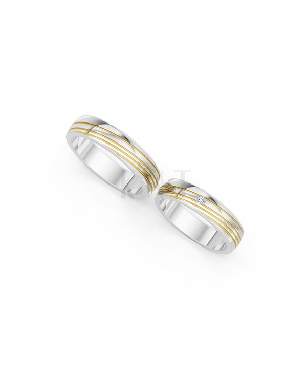 Nhẫn cưới E485 phối màu Dual Color thiết kế đối xứng, phong cách, ấn tượng