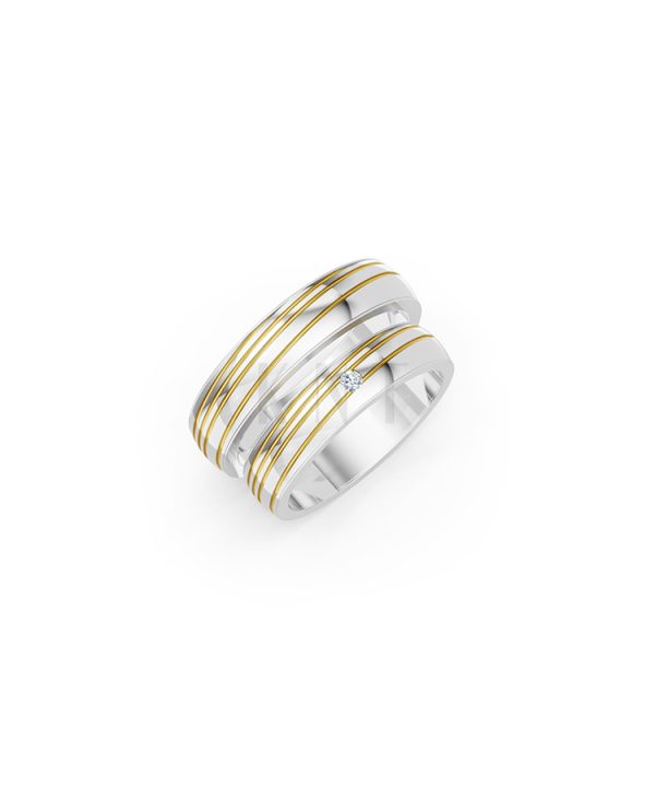 Nhẫn cưới E485 phối màu Dual Color họa tiết ấn tượng, cá tính