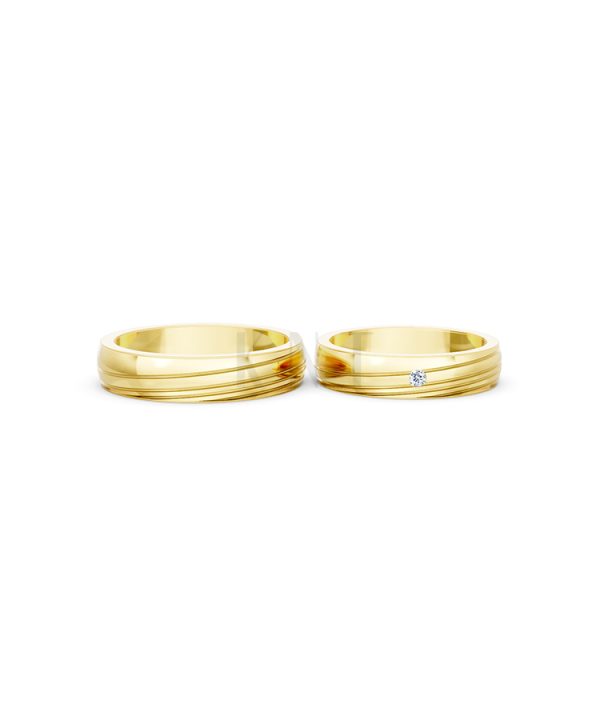 Nhẫn cưới E485 màu Vàng Gold thiết kế tinh xảo, độc đáo
