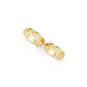 Nhẫn cưới E485 màu Vàng Gold thiết kế phá cách, sang trọng